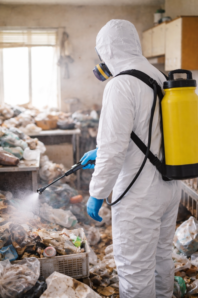 image généré par l'IA représentant un technicien en intervention de désinfection du syndrome de Diogène